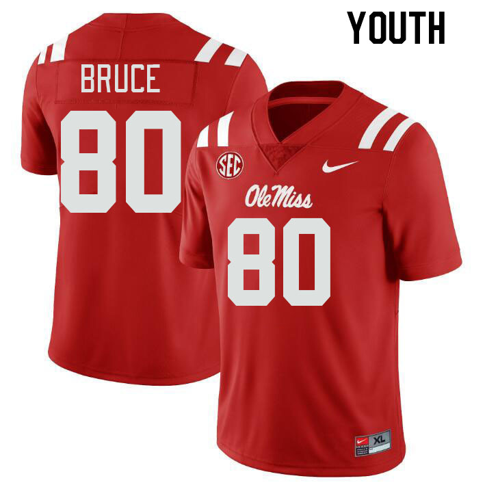 Youth #80 Zamari Bruce Ole Miss Rebels College Football Jerseys Stitched-Red